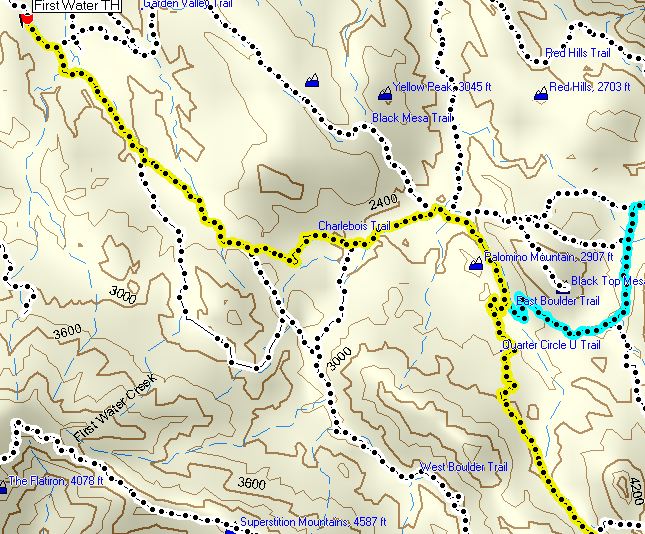 Hike from First Water Trailhead to Peralta Trailhead in the Supersitions