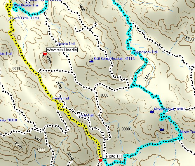 Hike from First Water Trailhead to Peralta Trailhead in the Supersitions